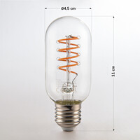 Dimbar E27 LED-rörlampa Ø45 mm med klart glas 4W 1800K
