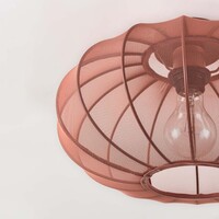 Taklampa Linen med rund terrakotta-rosa tygskärm