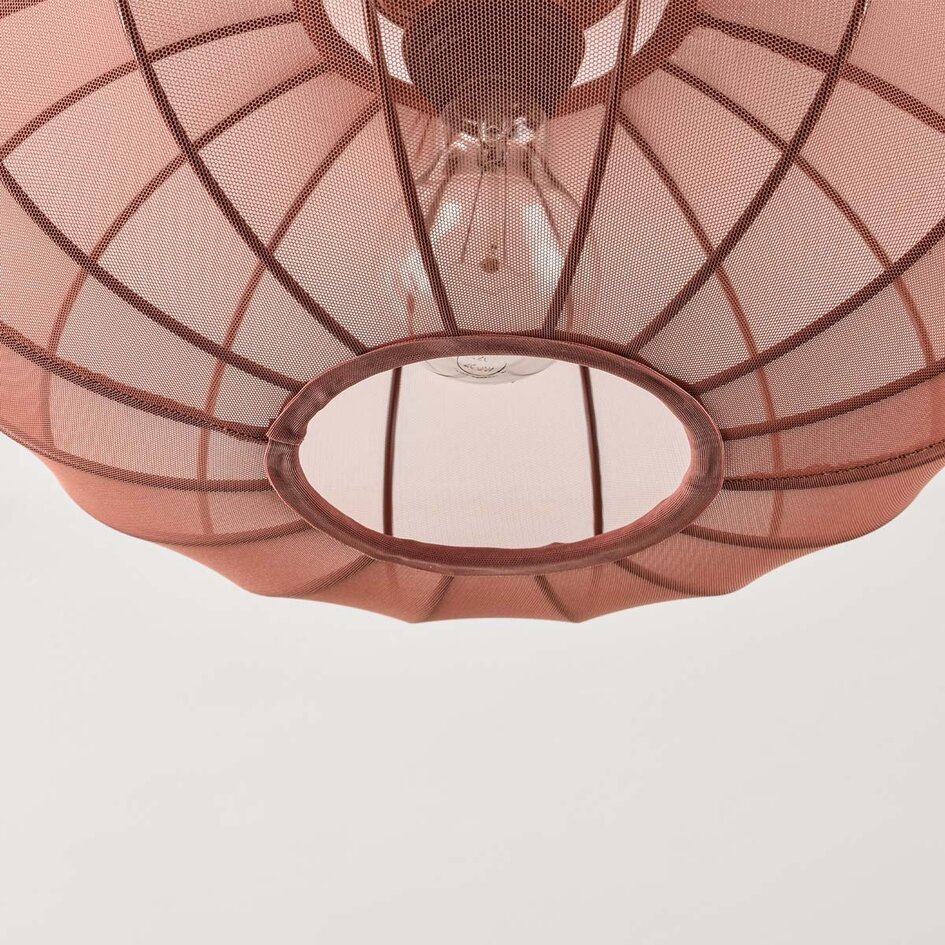 Taklampa Linen med rund terrakotta-rosa tygskärm