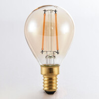 E14 dimbar LED-filamentlampa Ø45 mm med amberglas 2,5W 2200K