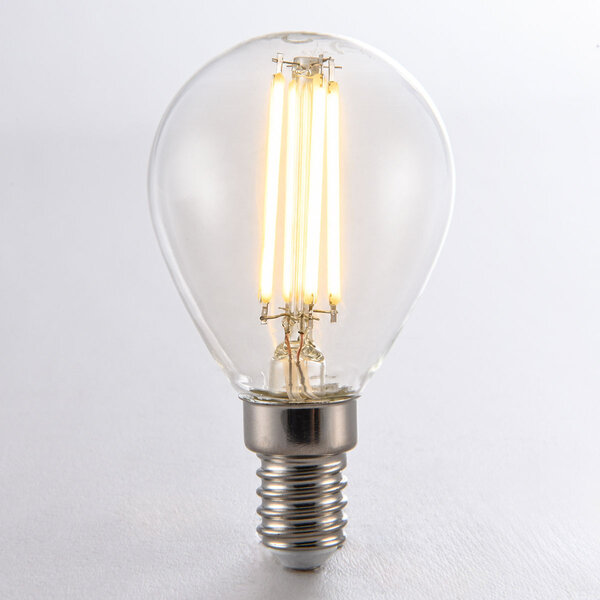 E14 3-stegs dimbar LED-filamentlampa Ø45 mm med klart glas 4,5W 2700K