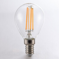 E14 3-stegs dimbar LED-filamentlampa Ø45 mm med klart glas 4,5W 2700K