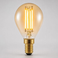 E14 3-stegs dimbar LED-filamentlampa Ø45 mm med amberglas 4,5W 2700K