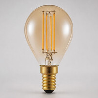 E14 3-stegs dimbar LED-filamentlampa Ø45 mm med amberglas 4,5W 2700K
