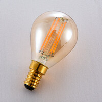 E14 3-stegs dimbar LED-filamentlampa Ø45 mm med amberglas 4,5W 2700K