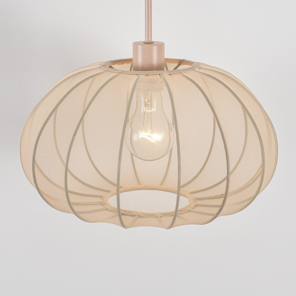 Justerbar vägglampa Brandel med rund tygskärm i ljusbeige