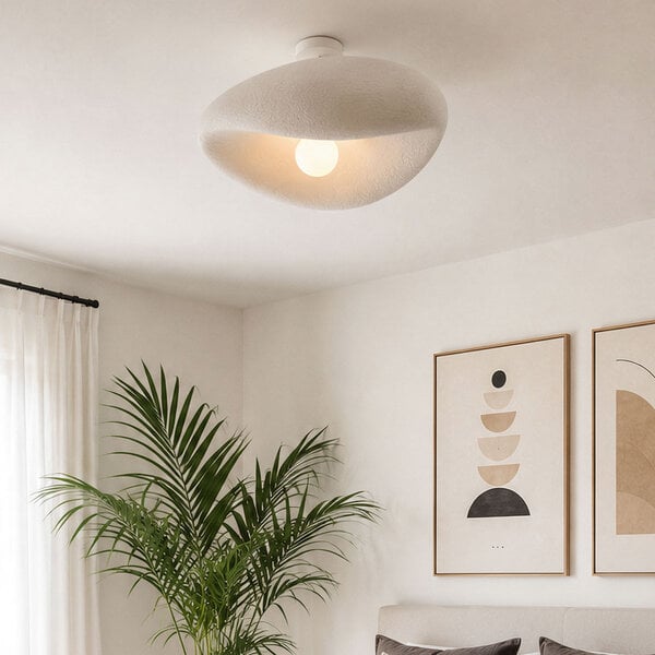 Wabi Sabi taklampa Kawa i vit steneffekt
