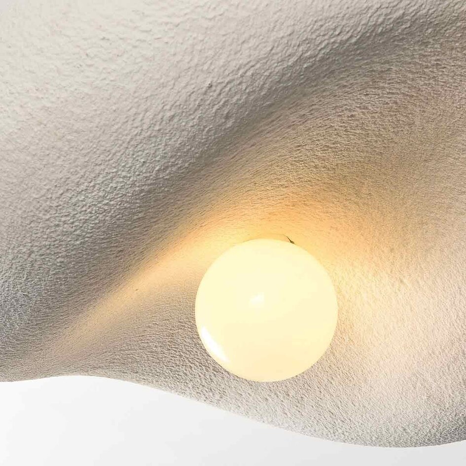 Wabi Sabi taklampa Kawa i vit steneffekt