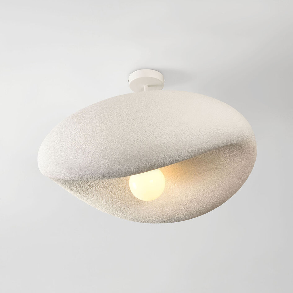 Wabi Sabi taklampa Kawa i vit steneffekt