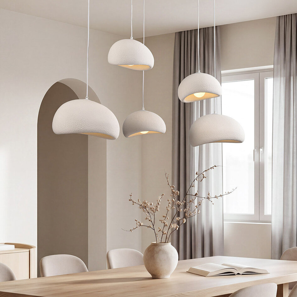 5-ljus Wabi Sabi taklampa Klori vit steneffekt