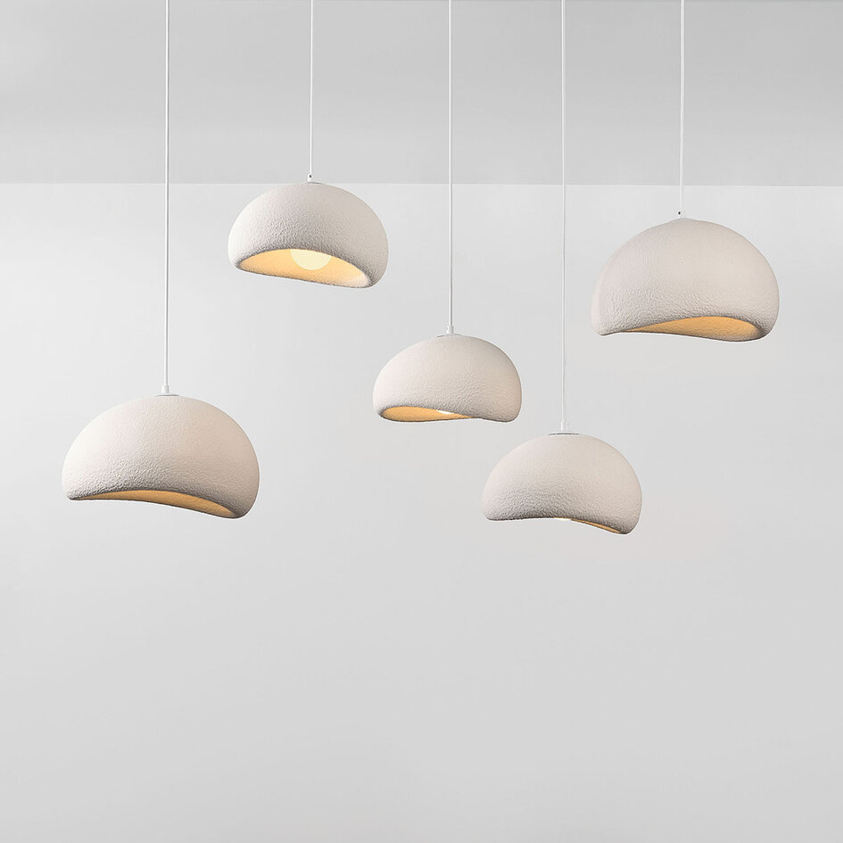 5-ljus Wabi Sabi taklampa Klori vit steneffekt