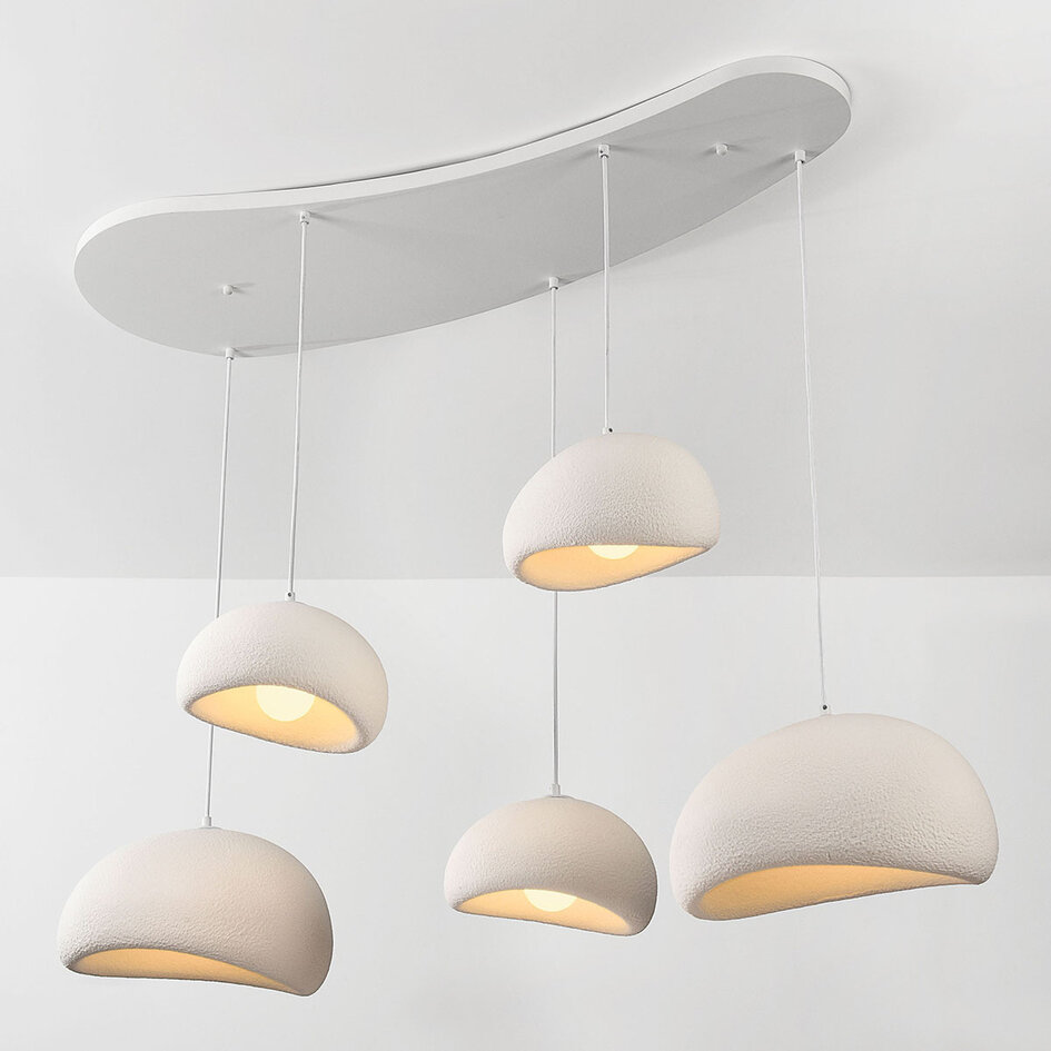 5-ljus Wabi Sabi taklampa Klori vit steneffekt