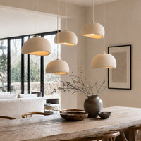 Wabi Sabi pendellampa Klori med fem lampor, sandbeige steneffekt