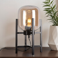 Bordslampa Duuk med amberfärgat glas
