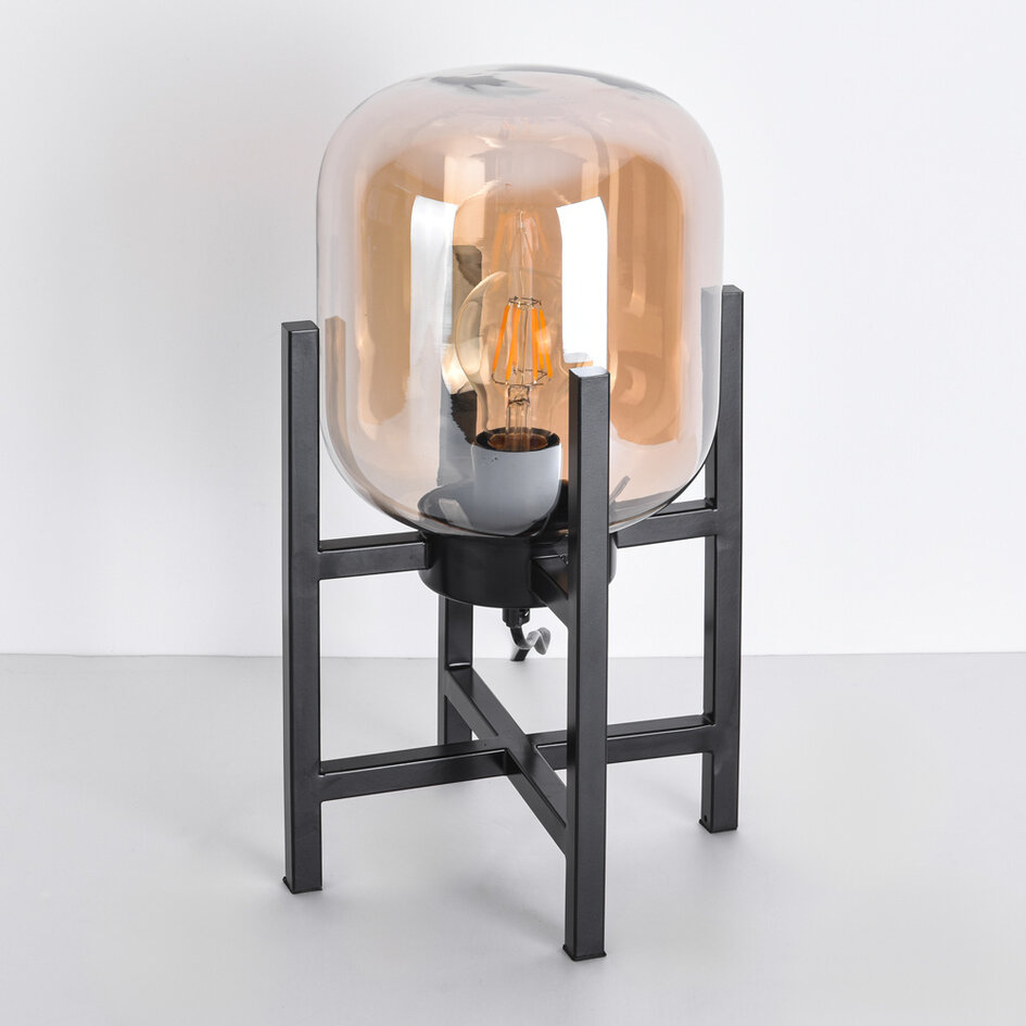 Bordslampa Duuk med amberfärgat glas