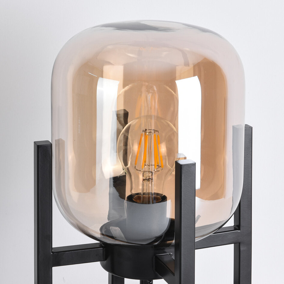 Bordslampa Duuk med amberfärgat glas