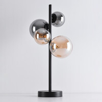 Bordslampa Tessera med fyra lampor och amber- och rökfärgat glas - svart