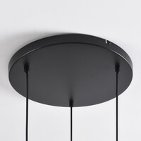 Pendellampa Kaca med tre lampor - svart med amberfärgat glas och textur