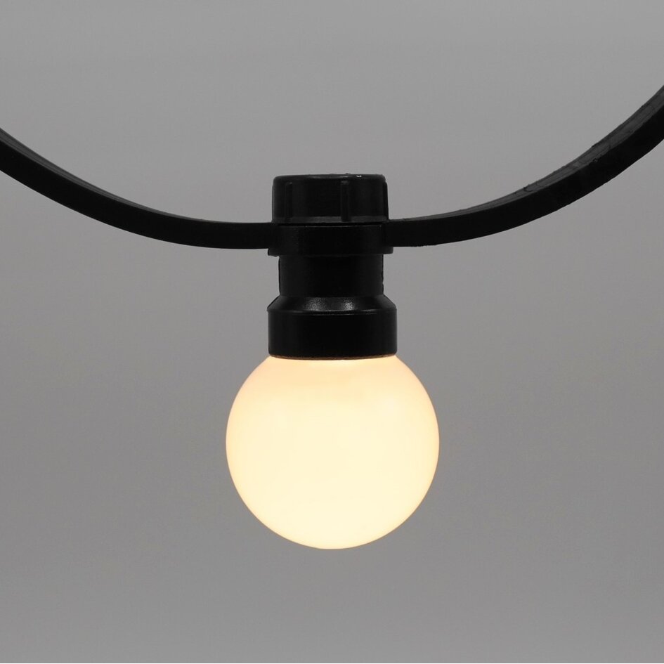 Ljusslinga för utomhusbruk med mjölkvita LED-lampor 1 watt