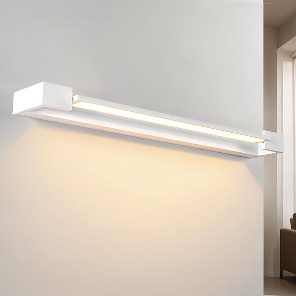 Vit vridbar vägglampa Sirle, 60 cm