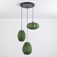 3-ljus japandi taklampa med gröna tyglampor - Fabrica