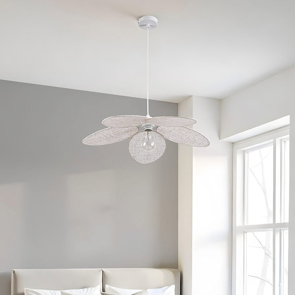 Pendellampa Floral - beige med kronblad i tyg