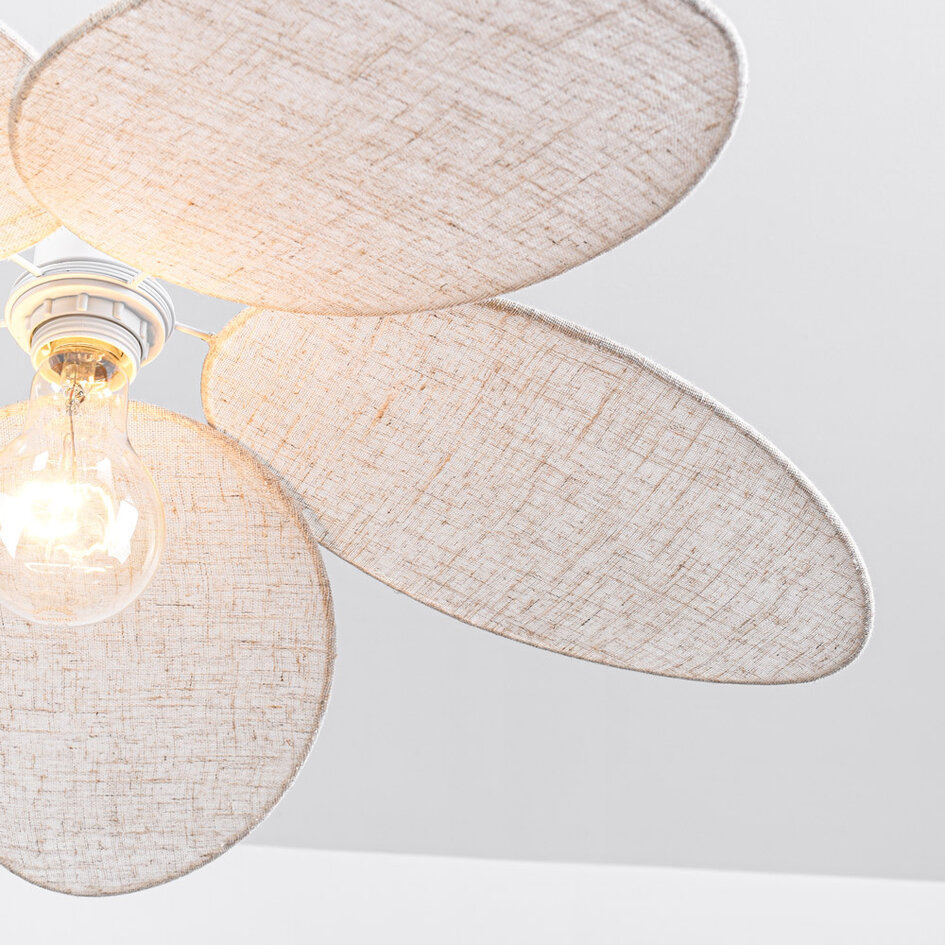 Pendellampa Floral - beige med kronblad i tyg