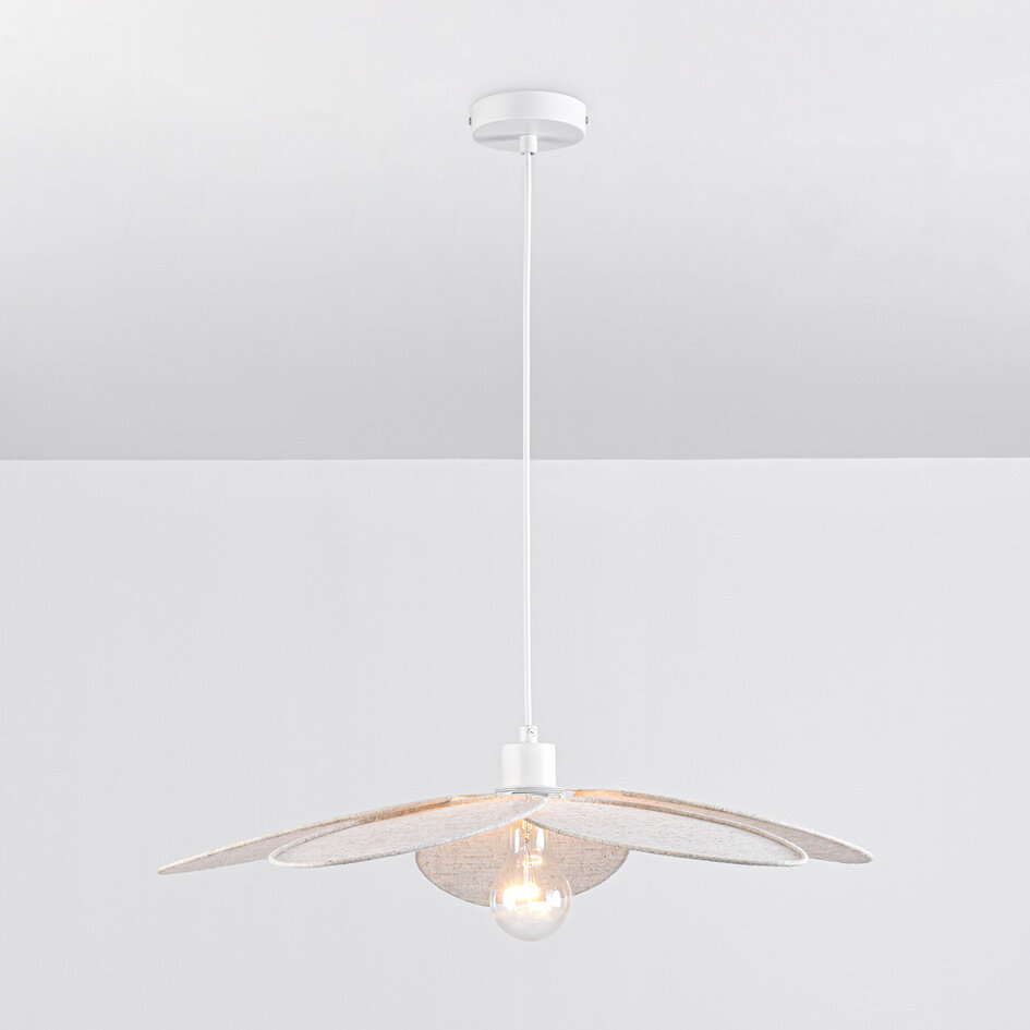 Pendellampa Floral - beige med kronblad i tyg