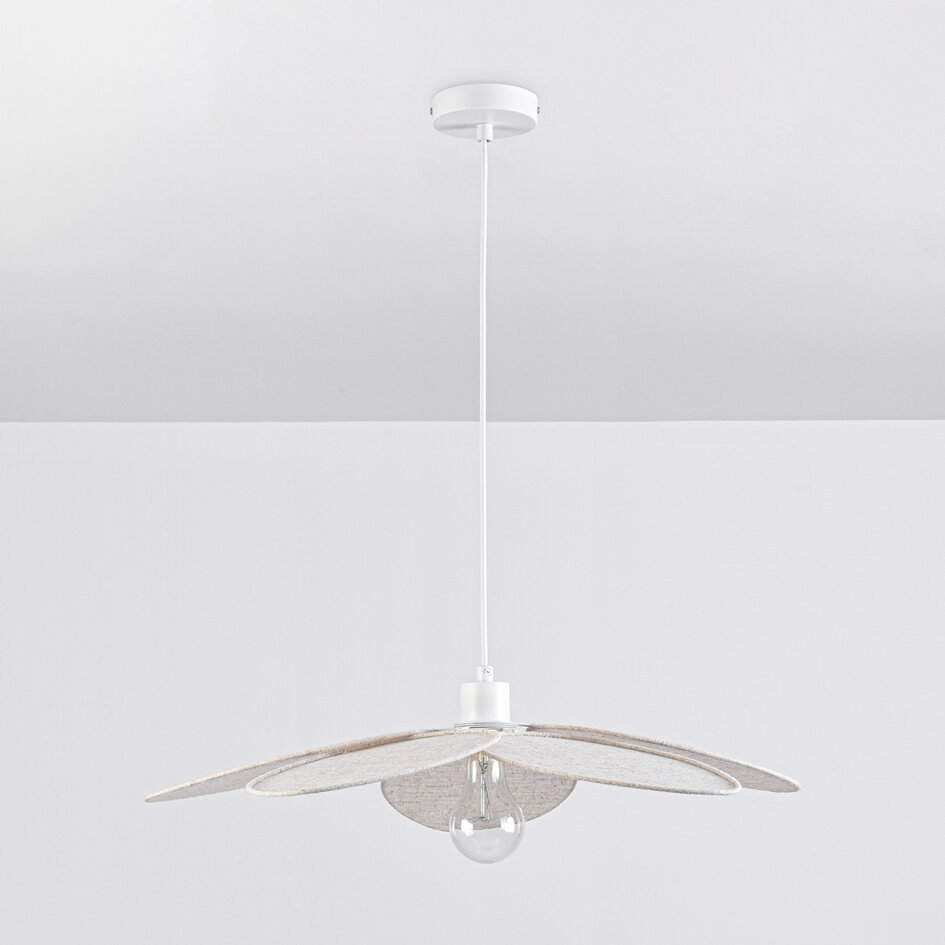 Pendellampa Floral - beige med kronblad i tyg