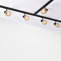 Set med 1-fas skensystem på 3 meter och Melle-spotlights, amberfärgat glas