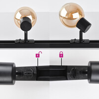 Set med 1-fas skensystem på 1,5 meter och Melle-spotlights, amberfärgat glas