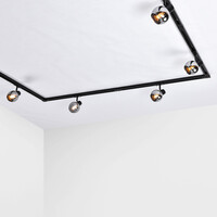 Set med 1-fas skensystem på 1,5 meter och Melle-spotlights, rökfärgat glas