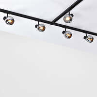 Set med 1-fas skensystem på 1,5 meter och Melle-spotlights, rökfärgat glas