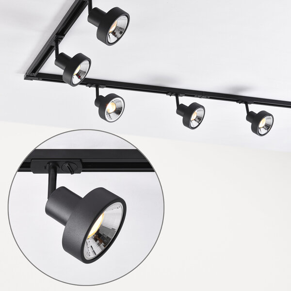 Set med 1-fas skensystem på 3 meter och Joel-spotlights, svart