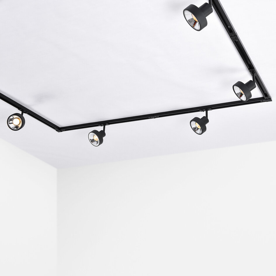 Set med 1-fas skensystem på 1,5 meter och Joel-spotlights, svart