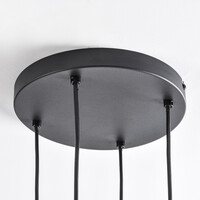 Design taklampa Pella, 4-ljus - svart med rökfärgat glas