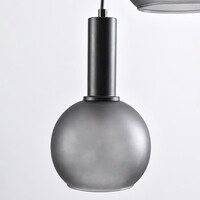 Pendellampa Brinati med tre lampor - grått frostat glas