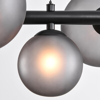 Design glashänglampa Givree, 9-ljus - svart med grått frostat glas