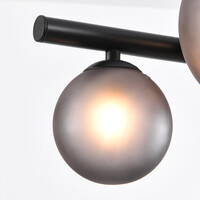 Design glashänglampa Givree, 9-ljus - svart med grått frostat glas