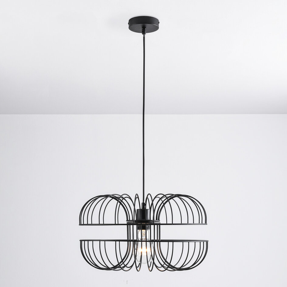Industriell pendellampa Hilo i svart metall