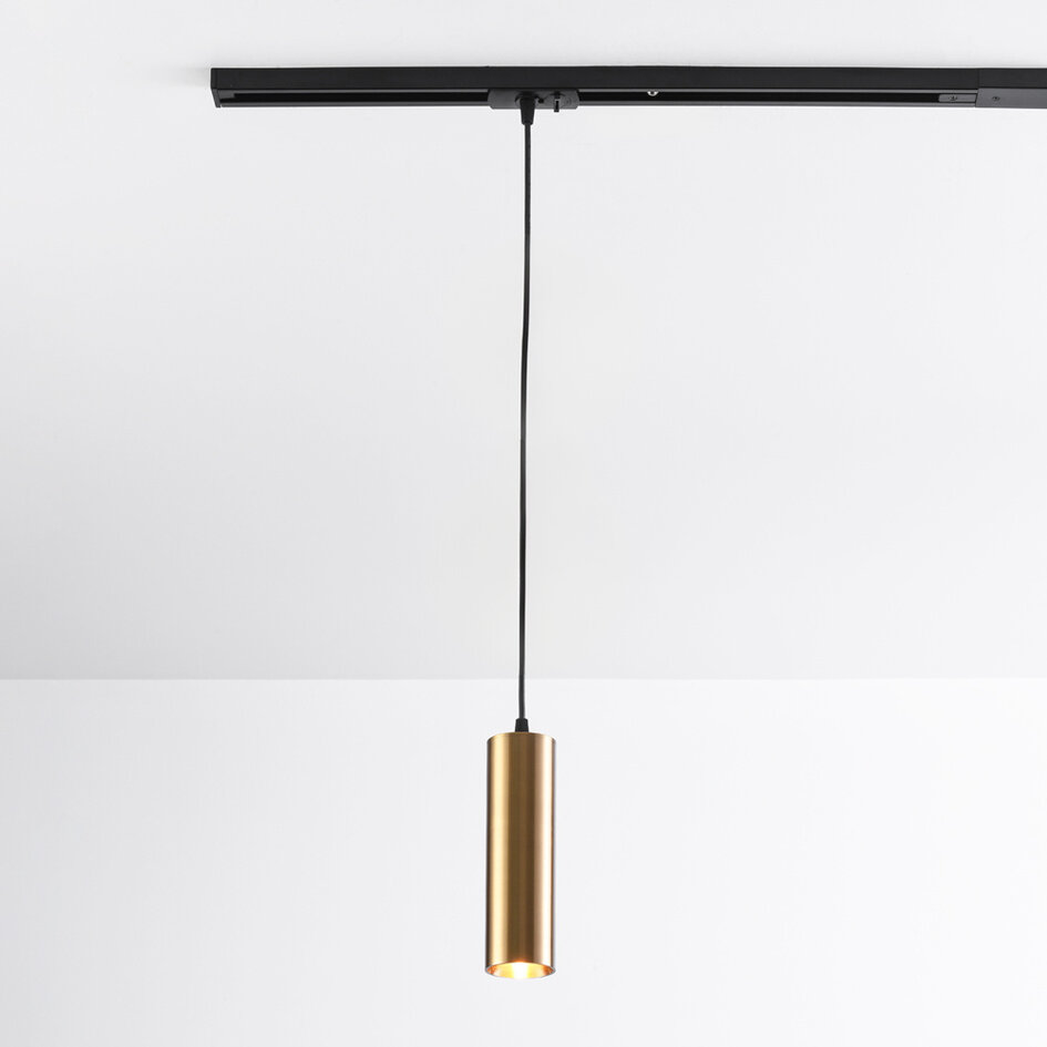 Cylinderformad pendellampa Simon 1-fas, guld