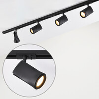 Set med 1-fas skensystem på 1,5 meter och Lola-spotlights, svart