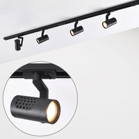 Set med 1-fas skensystem på 1,5 meter och Fem-spotlights, svart