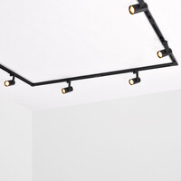 Design 1-fas skensystem på 3 meter med Fem spotlights - svart