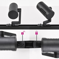 Design 1-fas skensystem på 3 meter med Fem spotlights - svart
