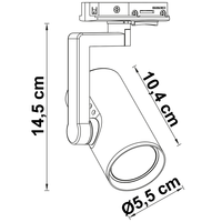 Design 1-fas skensystem på 3 meter med Fem spotlights - svart