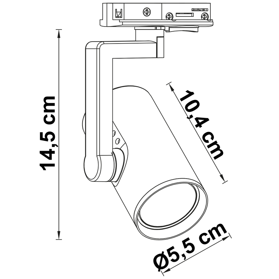 Design 1-fas skensystem på 3 meter med Fem spotlights - svart