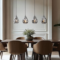 4-ljus design taklampa svart med rökfärgat glas - Faliste