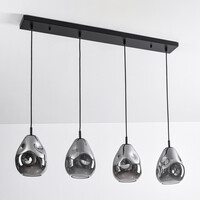 4-ljus design taklampa svart med rökfärgat glas - Faliste