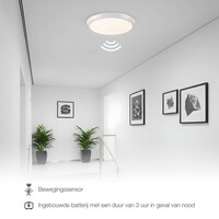 Taklampa vit Ø25,5 cm med nödenhet, sensor och CCT-omkopplare 3000/4000/6000K
